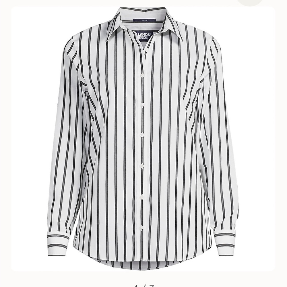 Lands' End Striped Button-Up Shirt